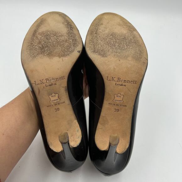 LK Bennett Shilo Patent Leather Court Shoes Stiletto Heels Custom Dyed Black - Picture 6 of 8